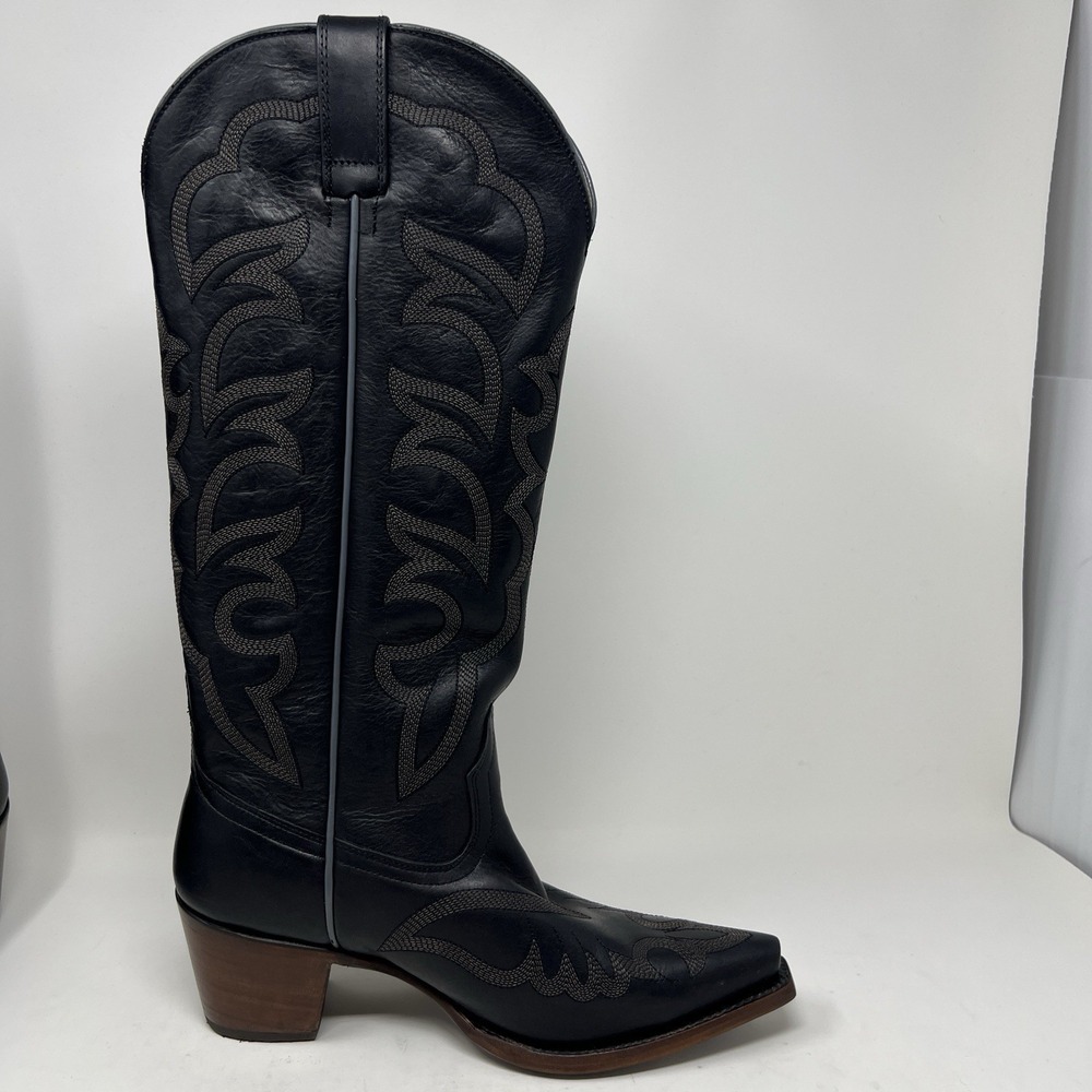 SHAYANNE High Desert Tall Western Boots Women's Size 8 Black Leather Snip Toe - Picture 7 of 12